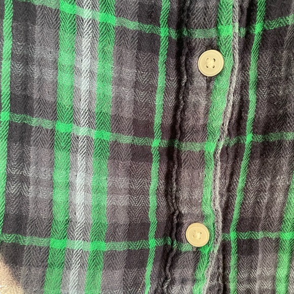 Aerie Gauzy Plaid Blue Green Women’s Button Front Shirt Size Medium Cotton - Picture 6 of 12